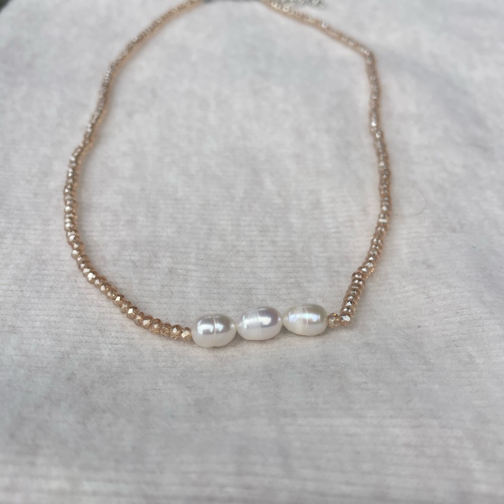 Elegant Pearl and Beige Beaded Necklace